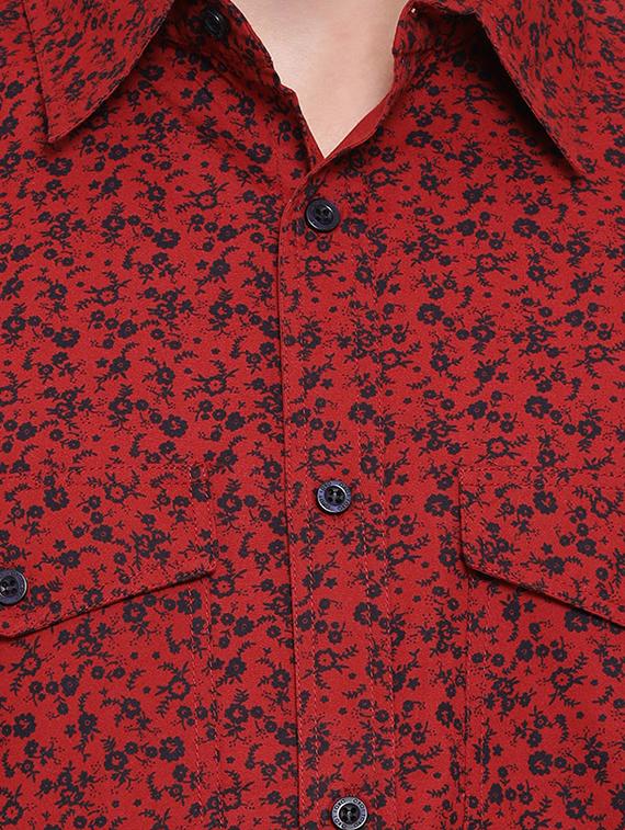 red printed casual shirt - 16751102 - Standard Image - 4