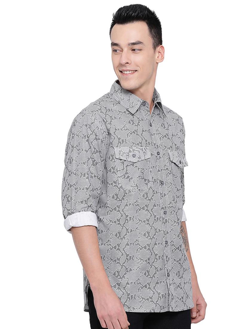 grey printed casual shirt - 16751104 - Standard Image - 1