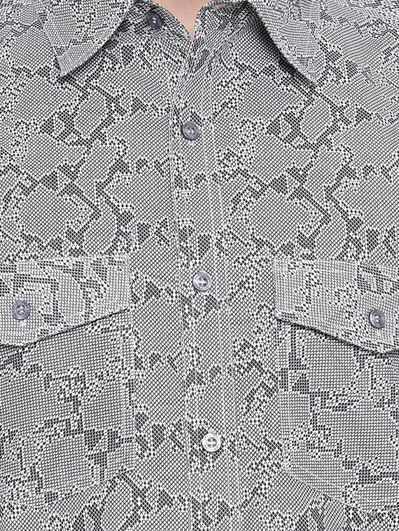 grey printed casual shirt - 16751104 - Standard Image - 4
