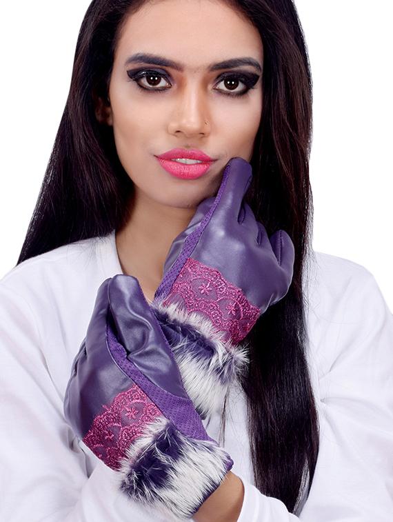 purple leatherette gloves - 16751406 -  Standard Image - 1