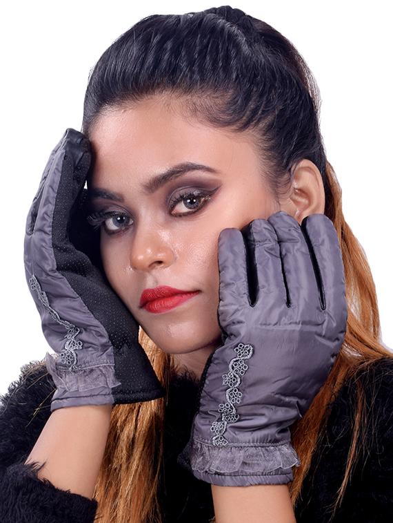 grey leatherette gloves - 16751415 -  Standard Image - 1