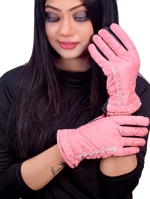 pink leatherette gloves - 16751417 -  Standard Image - 1