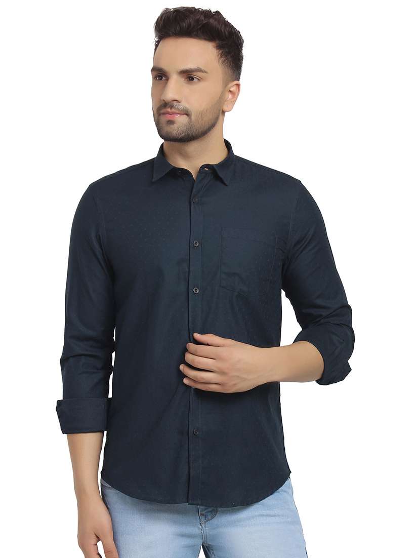mens self design casual shirt