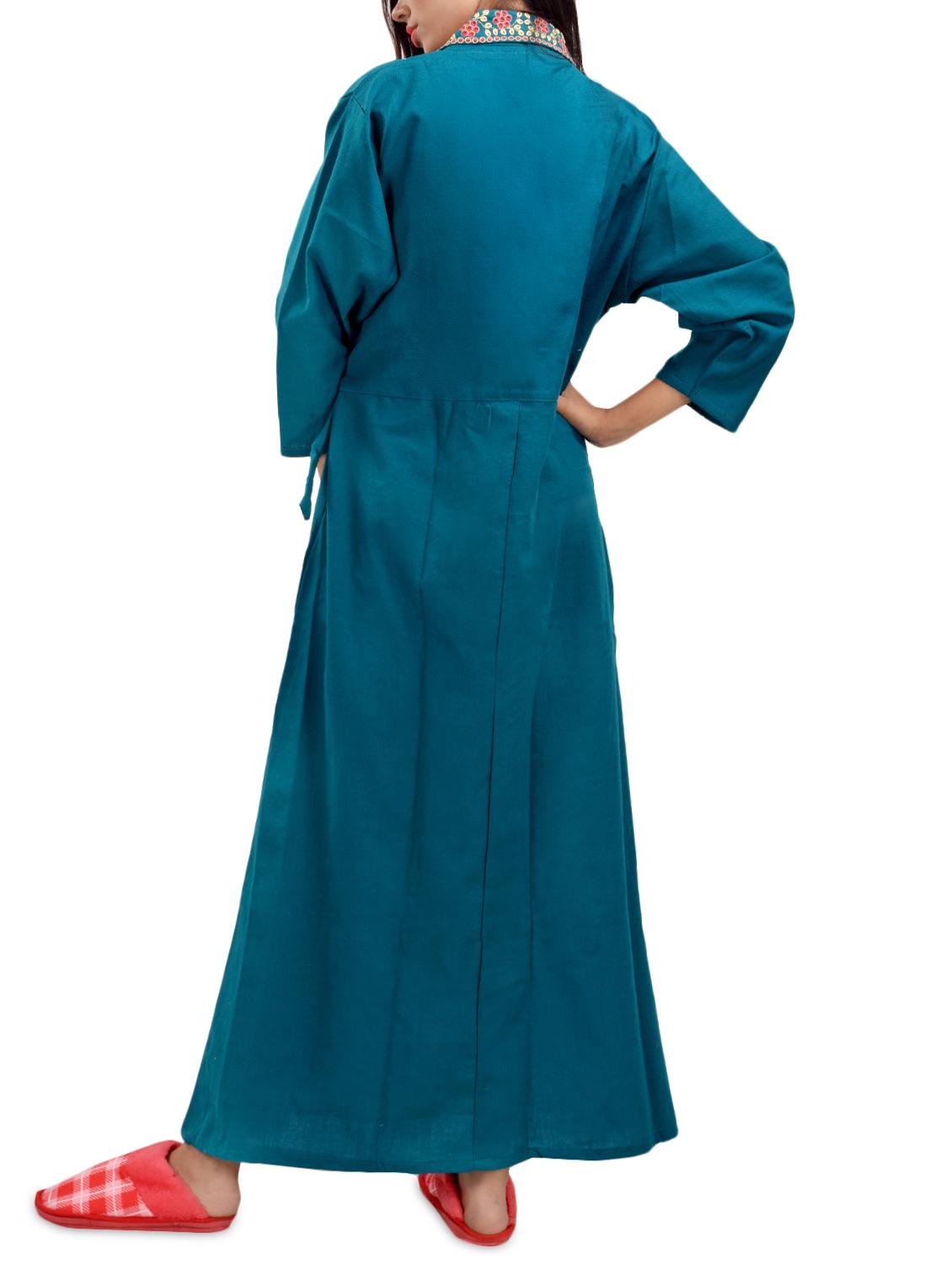 overlap neck solid night gown - 16754653 - Standard Image - 1