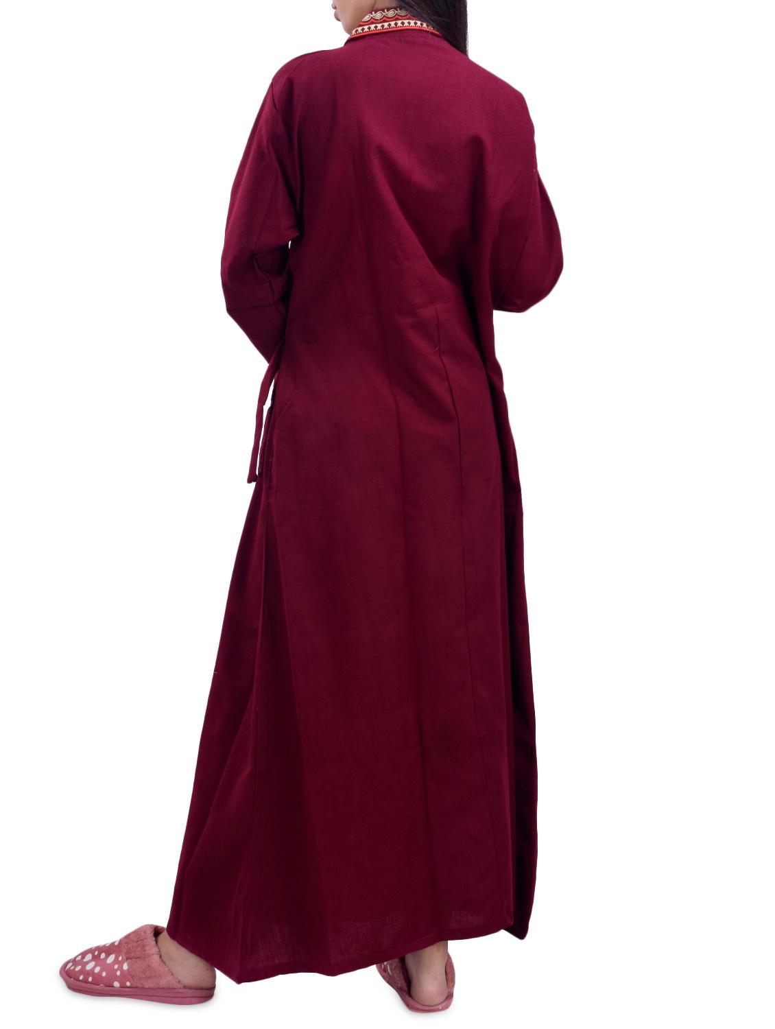 overlap neck solid night gown - 16754659 - Standard Image - 1