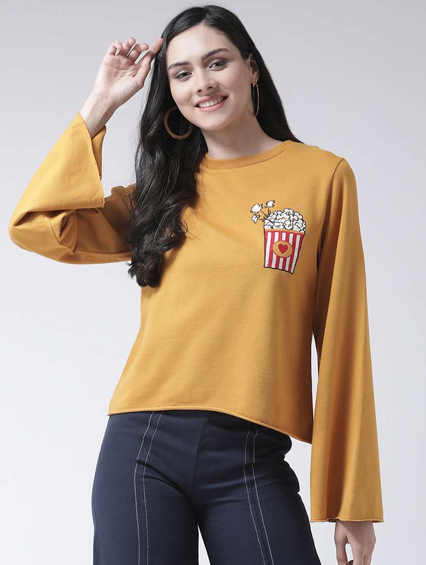 bell sleeved quirky patch  sweatshirt