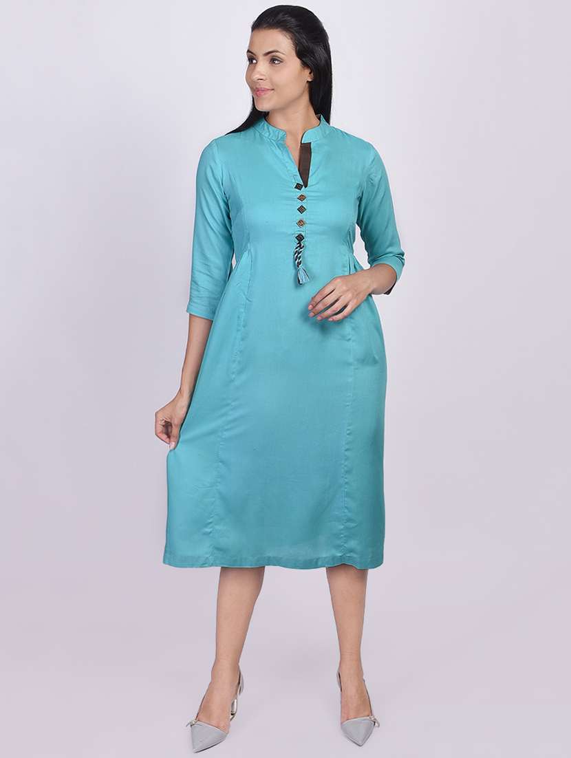 solid a-line ethnic dress