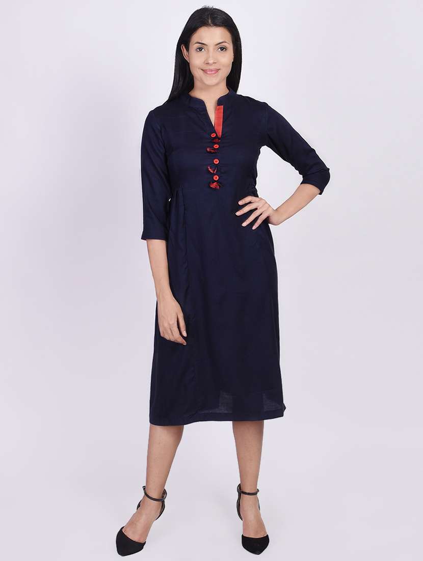solid a-line ethnic dress