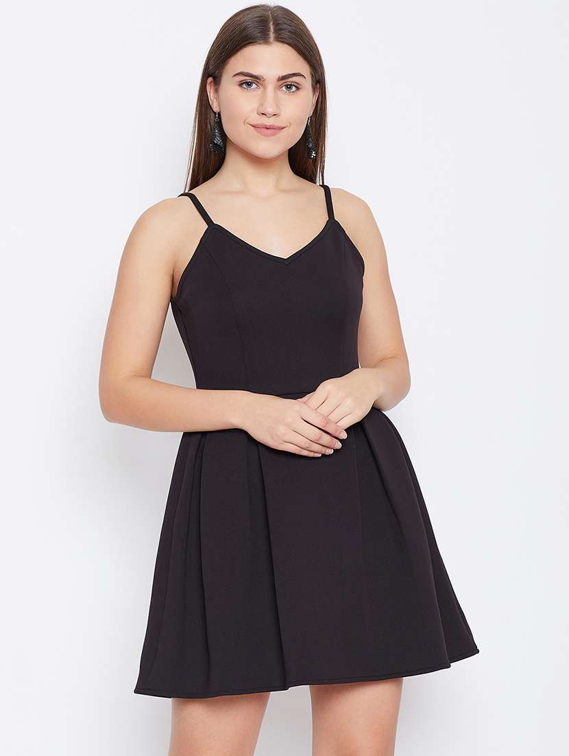 women's fit & flare solid dress