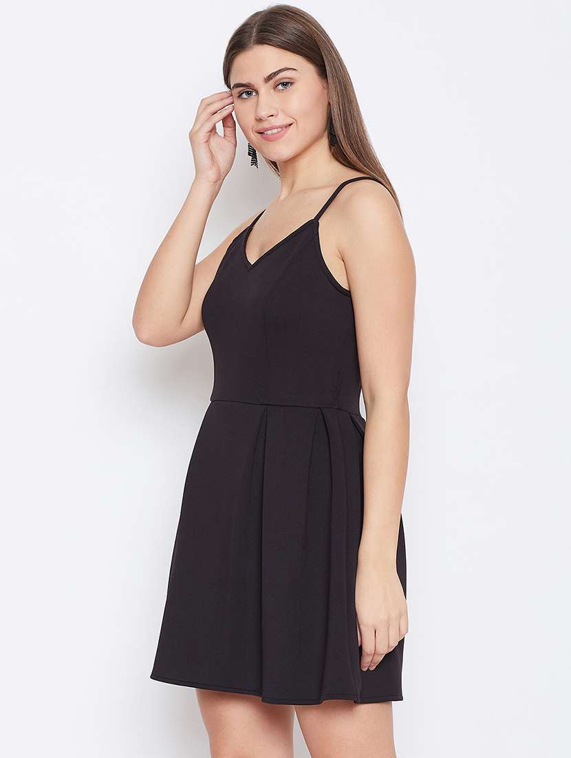 women's fit & flare solid dress - 16756852 -  Standard Image - 1