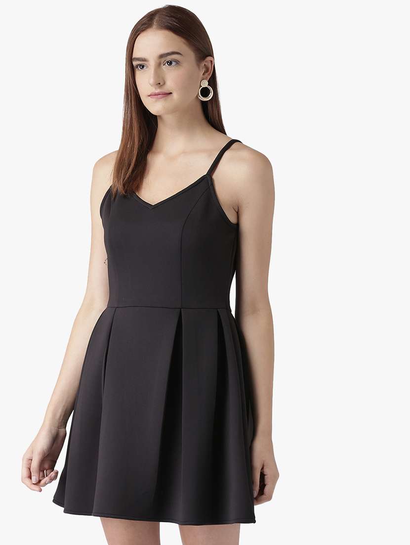 women's fit & flare solid dress - 16756852 -  Standard Image - 1