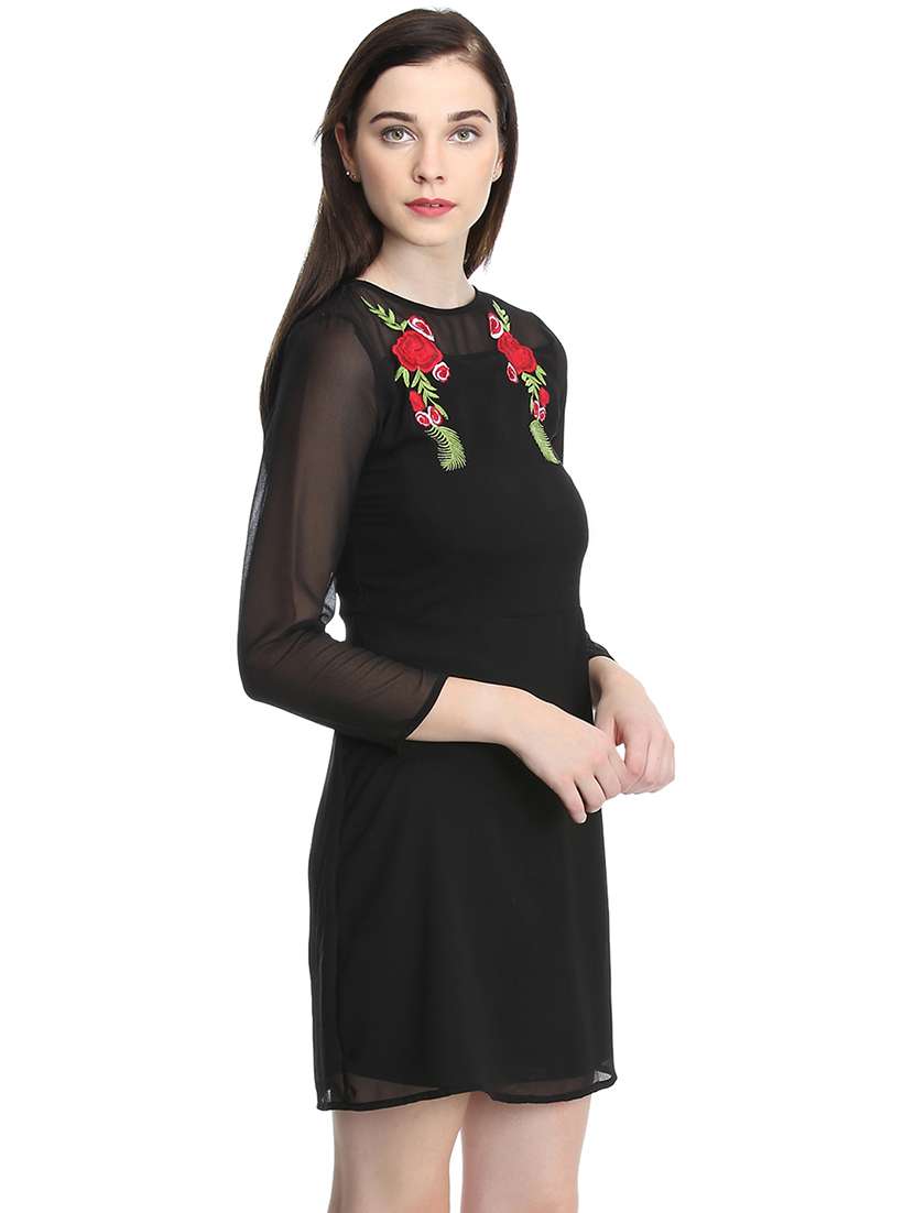 embroidered detail a-line dress - 16756862 -  Standard Image - 1