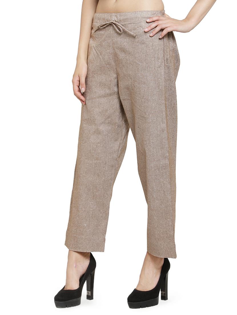 drawstring waist solid trouser - 16757189 - Standard Image - 1