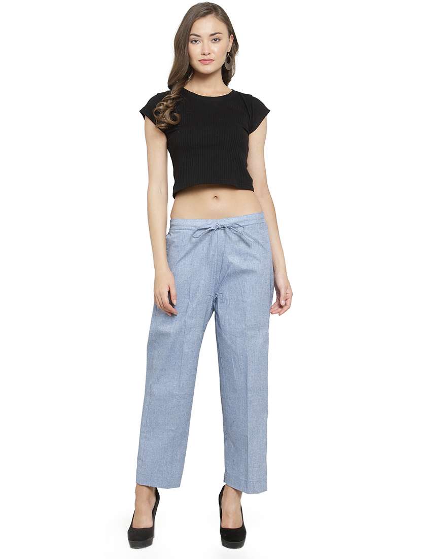 women solids ankle length tailored pants - 16757192 - Standard Image - 4