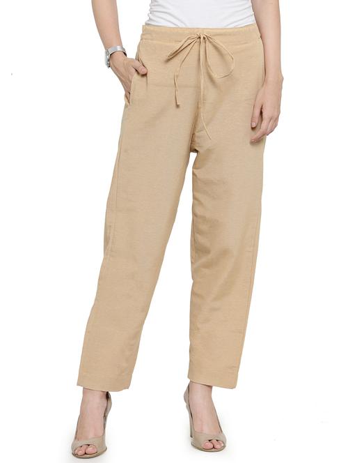 drawstring waist solid trouser - 16757193 - Standard Image - 0