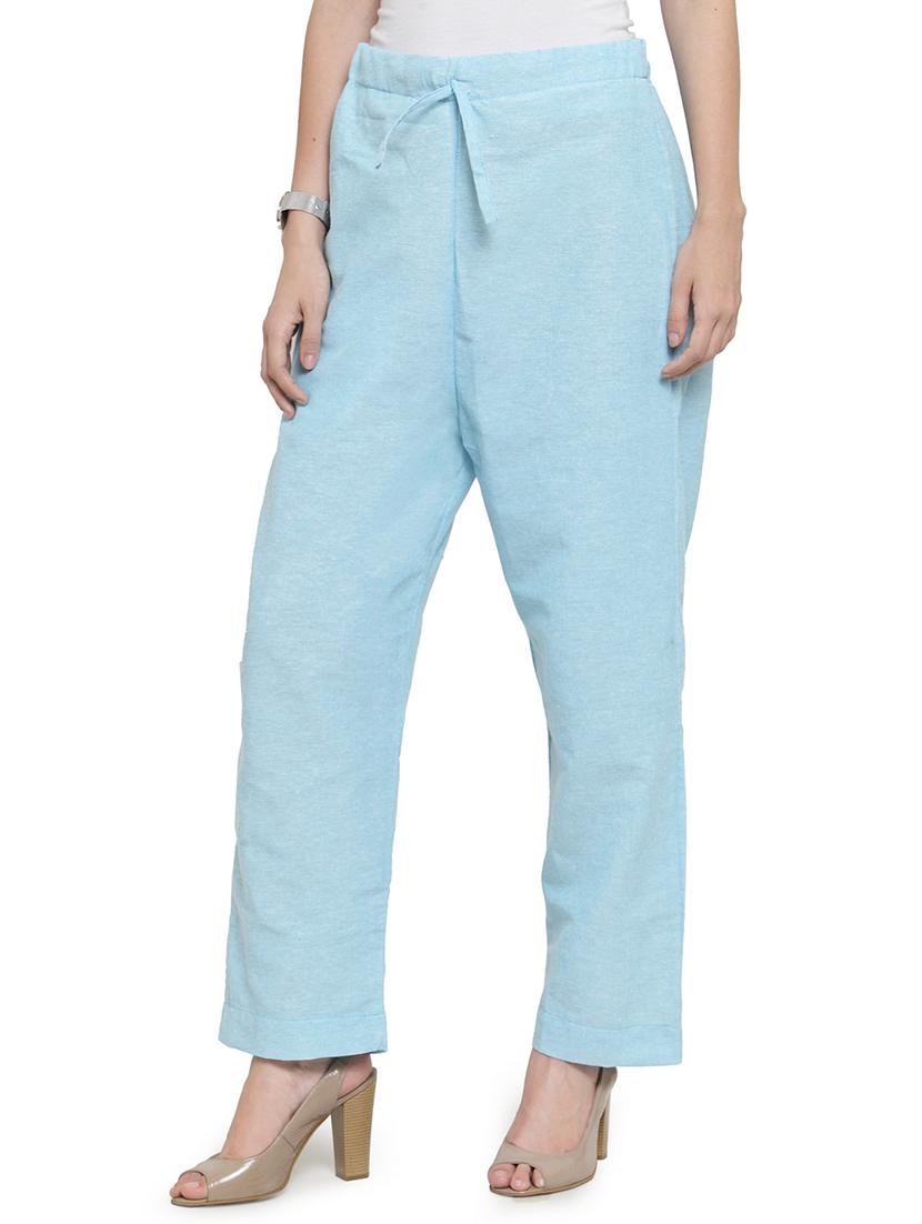 drawstring waist solid trouser - 16757194 - Standard Image - 1