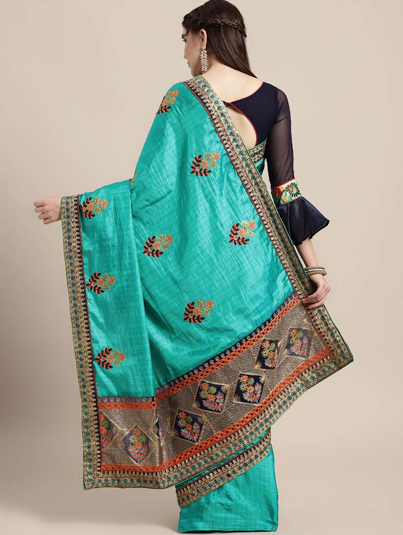 embroidered bordered saree  with blouse - 16762446 -  Standard Image - 1