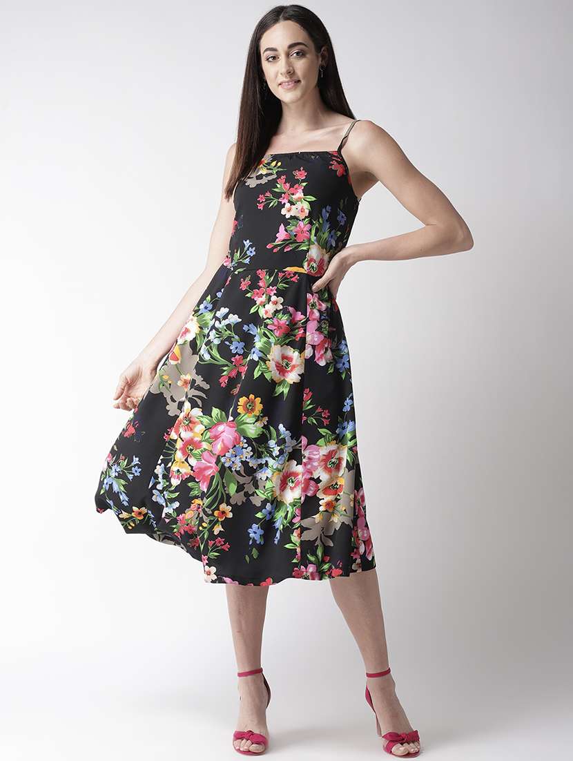 cami neck floral a-line dress