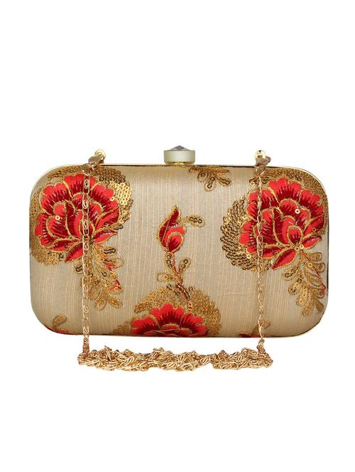 beige faux silk box clutch - 16764049 - Standard Image - 0