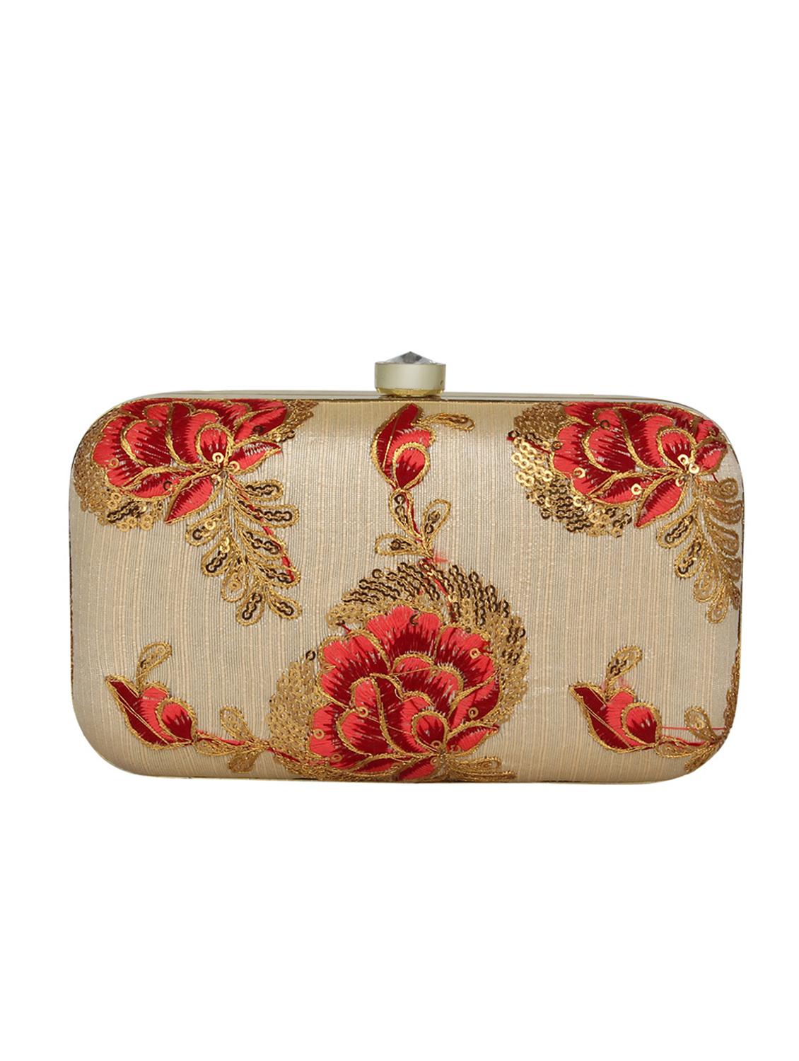 beige faux silk box clutch - 16764049 -  Standard Image - 1