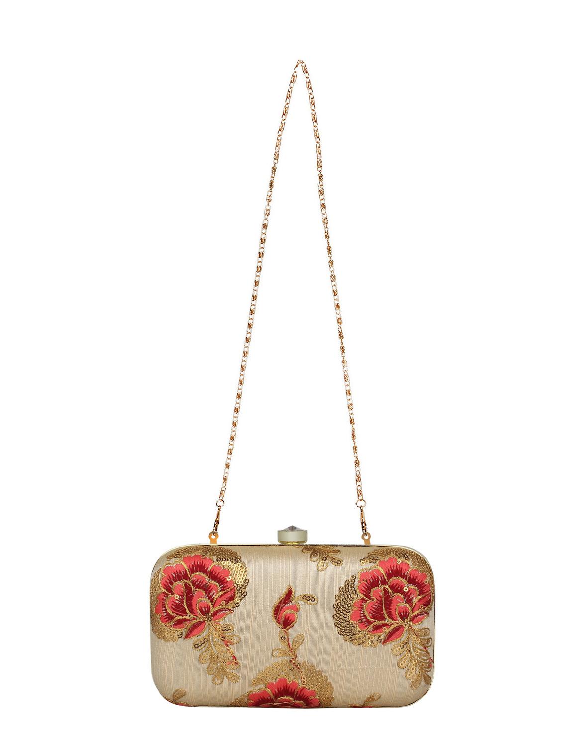 beige faux silk box clutch - 16764049 - Standard Image - 4