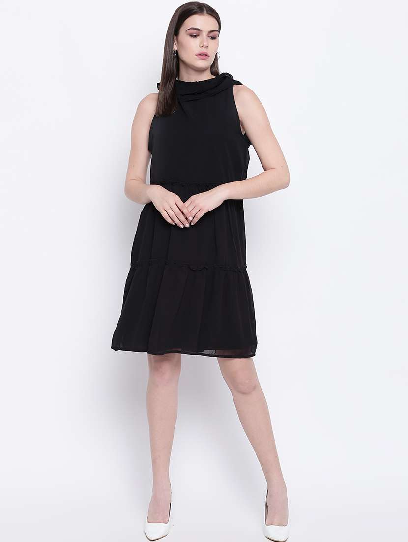 women's tiered dress solid dress