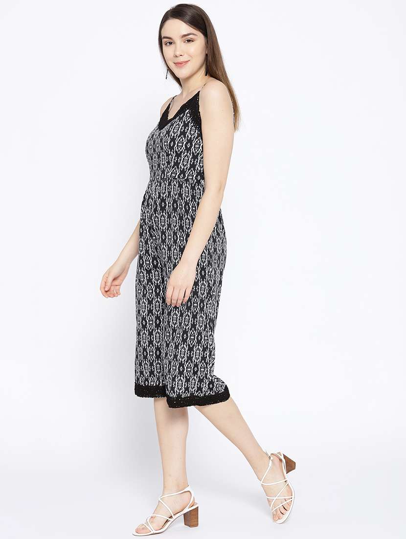 lace detail printed jumpsuit - 16764131 -  Standard Image - 1