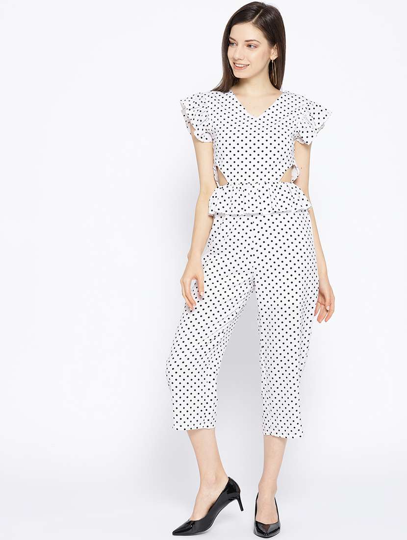 frill detail polka dot jumpsuit 