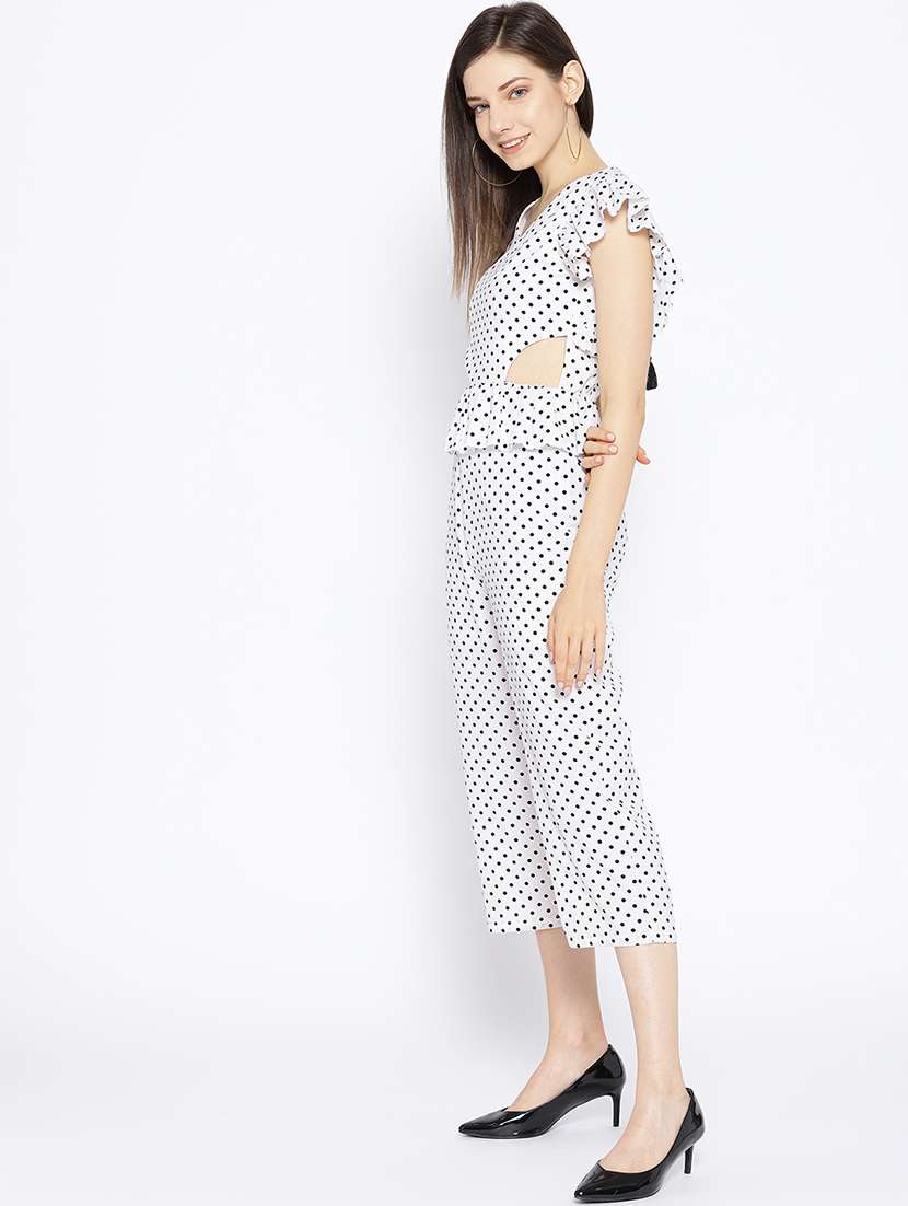 frill detail polka dot jumpsuit  - 16764132 -  Standard Image - 1