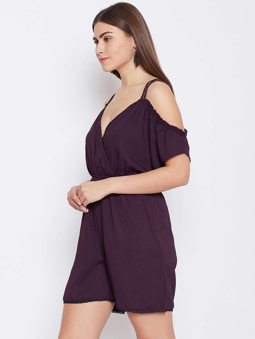 overlap neck frill detail romper  - 16764136 -  Standard Image - 1
