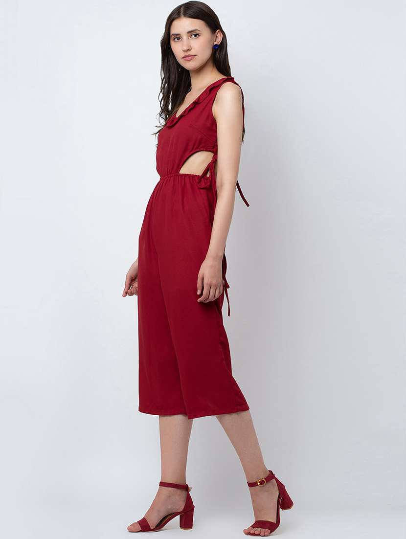 tie knot detail v-neck jumpsuit - 16764142 -  Standard Image - 1