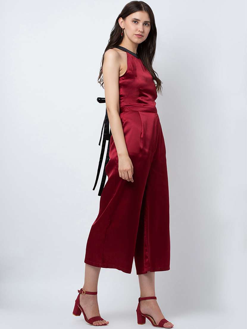 tie knot detail metallic jumpsuit - 16764143 -  Standard Image - 1