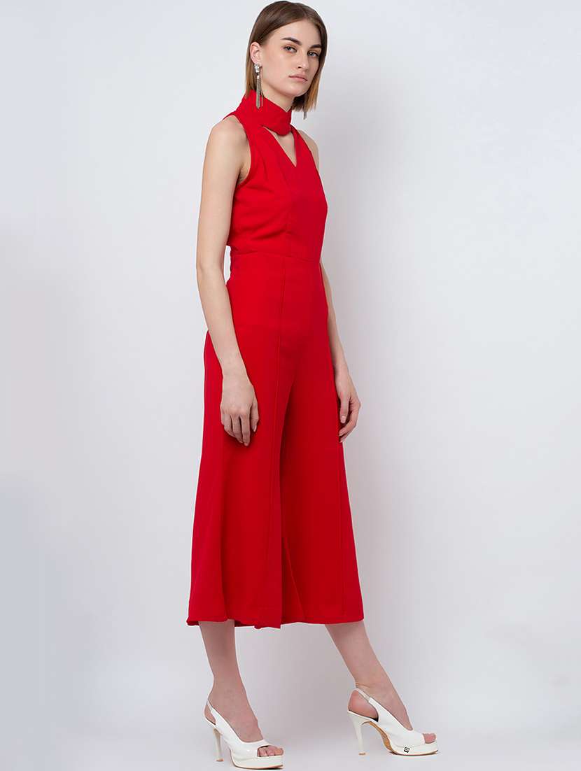 choker neck flared jumpsuit - 16764147 -  Standard Image - 1