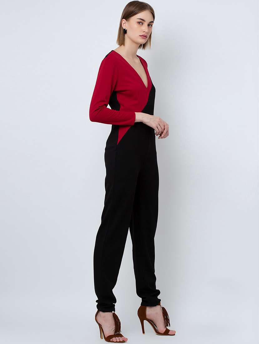 color block full leg jumpsuit - 16764148 -  Standard Image - 1