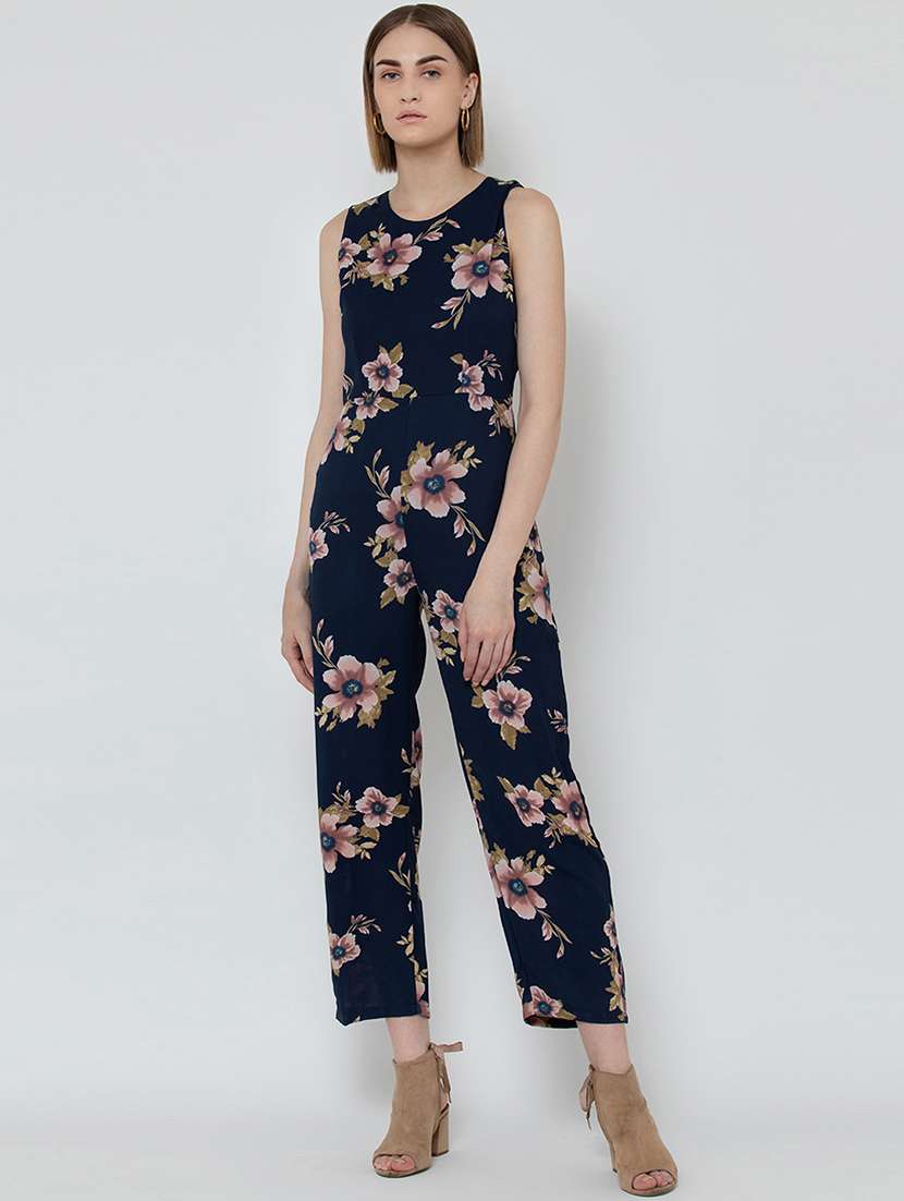 round neck floral jumpsuit