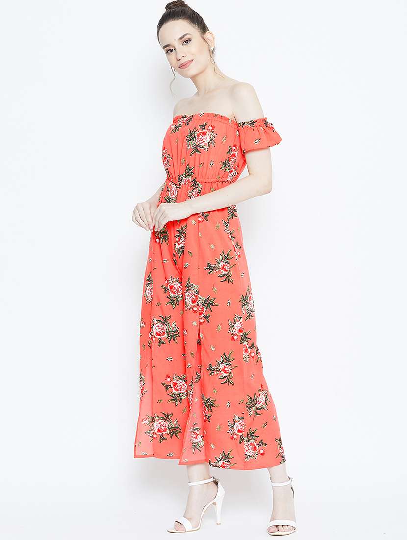 off shoulder floral full leg jumpsuit - 16764150 -  Standard Image - 1