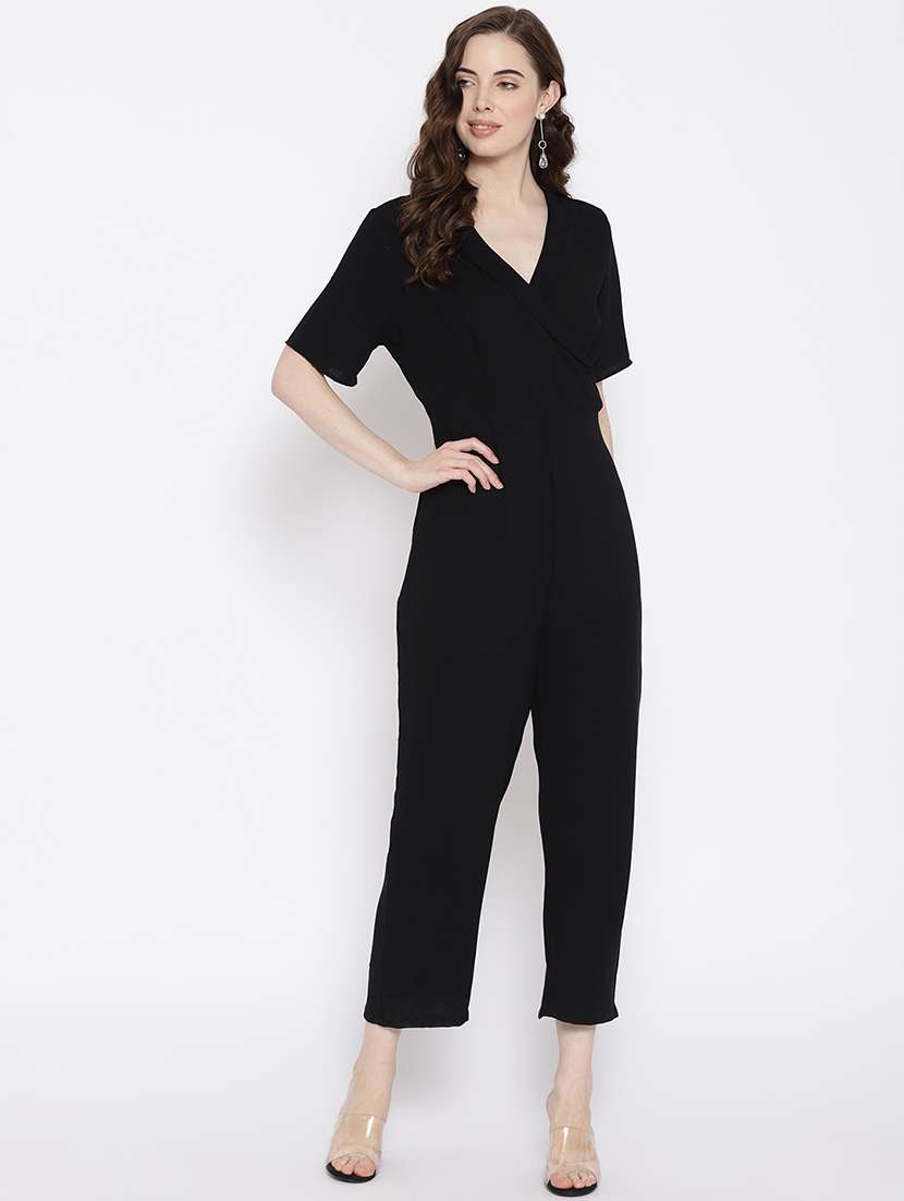 v-neck solid jumpsuit