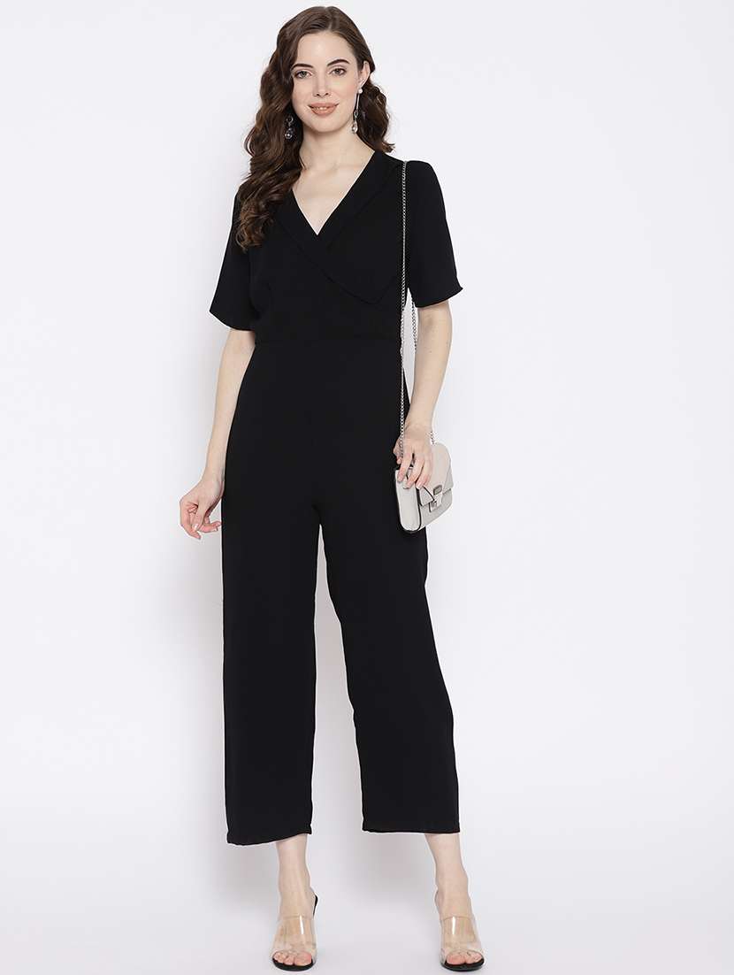 v-neck solid jumpsuit - 16764161 -  Standard Image - 1
