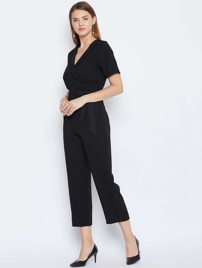 tie front solid jumpsuit - 16764173 -  Standard Image - 1