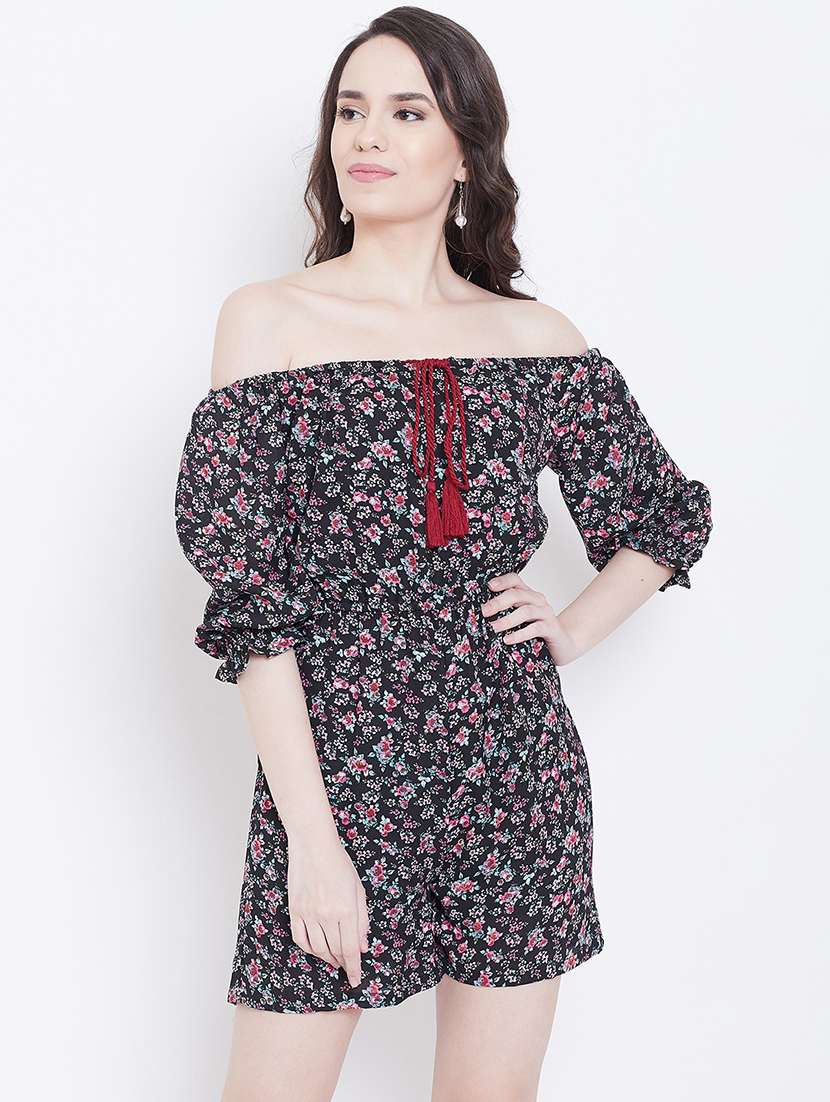 off shoulder floral romper 
