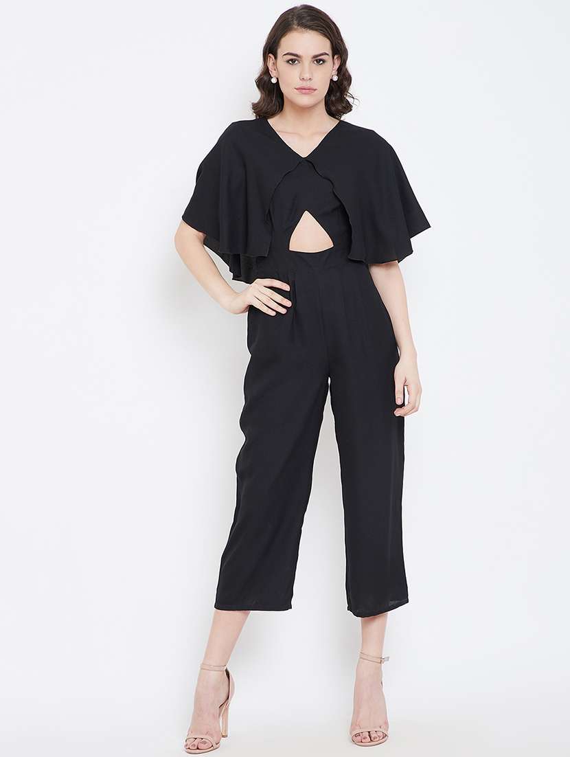 cape sleeved cut out detail jumpsuit