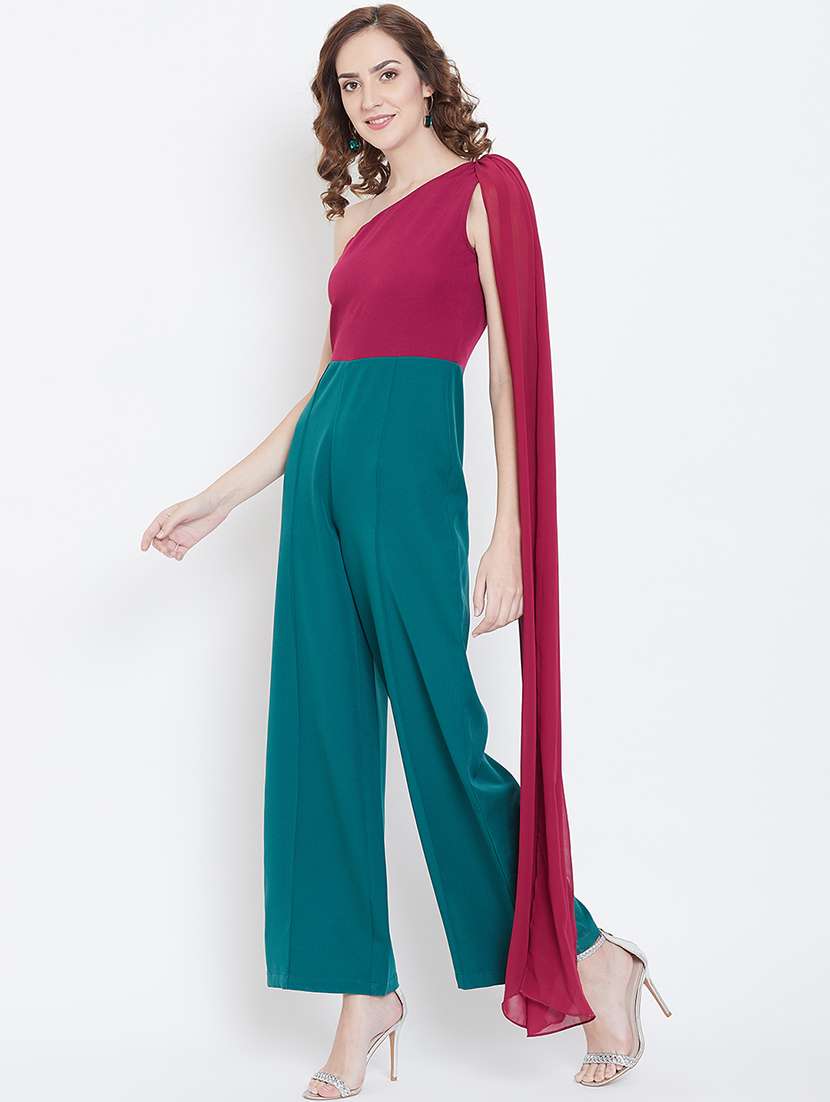 exaggerated sleeved color block jumpsuit - 16764182 -  Standard Image - 1