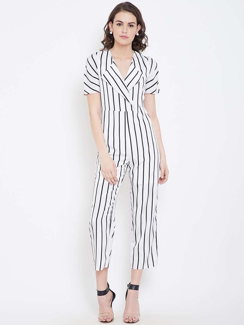 v-neck striped jumpsuit