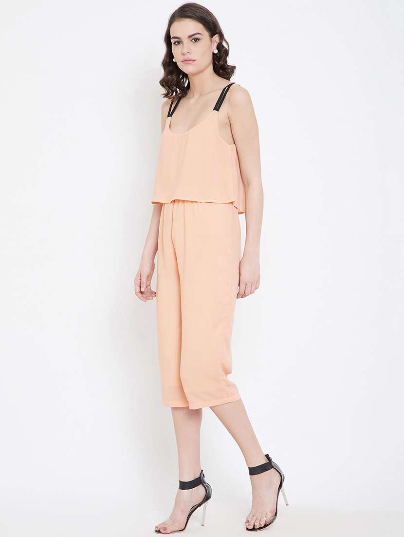 contrast shoulder strap layered jumpsuit - 16764190 -  Standard Image - 1