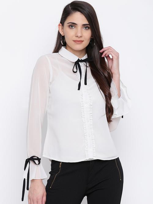contrast tie knot detail shirt - 16764195 - Standard Image - 0