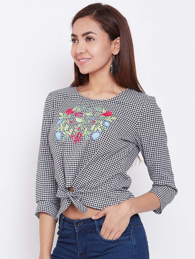 women's crop round neck top - 16764209 -  Standard Image - 1