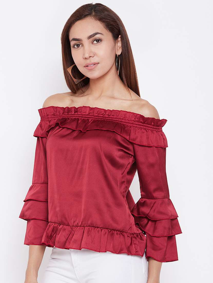 women's ruffle off shoulder top - 16764212 -  Standard Image - 1