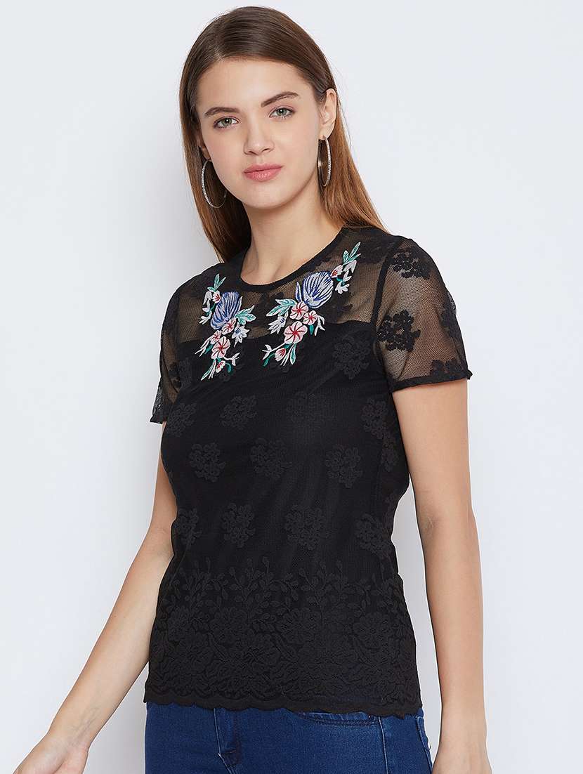 women's straight round neck top - 16764214 -  Standard Image - 1