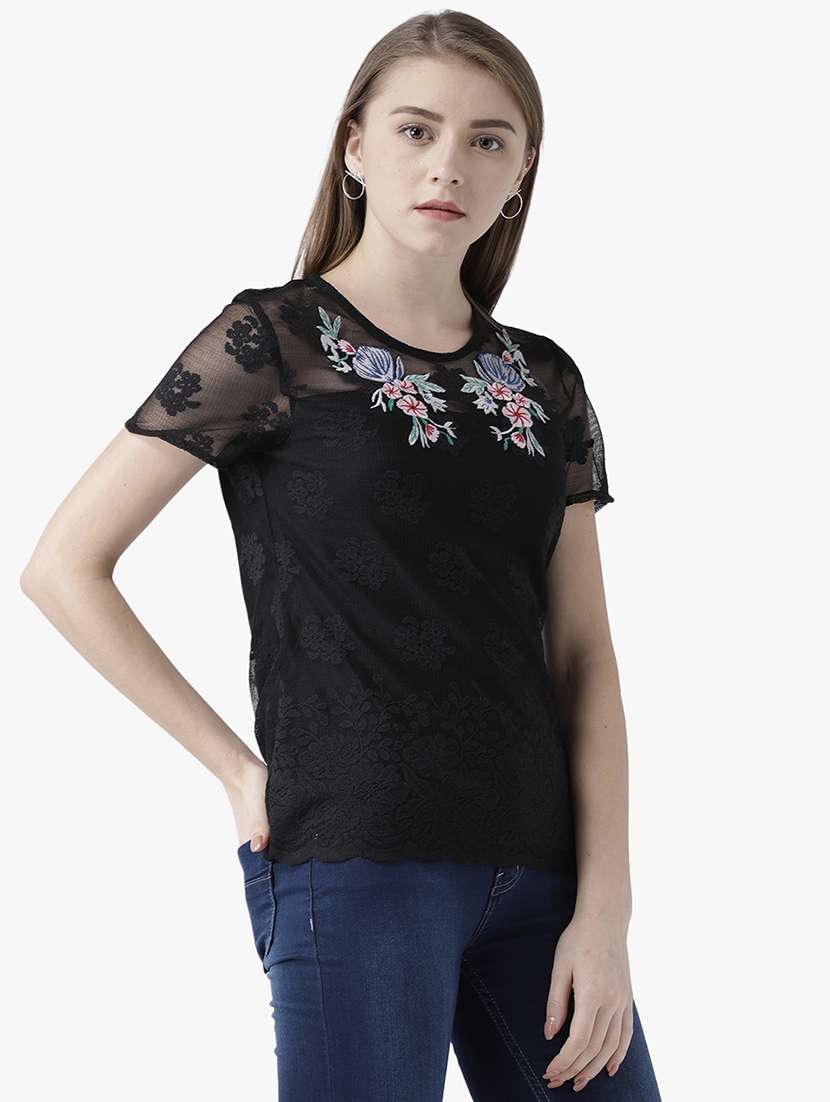 women's straight round neck top - 16764214 -  Standard Image - 1