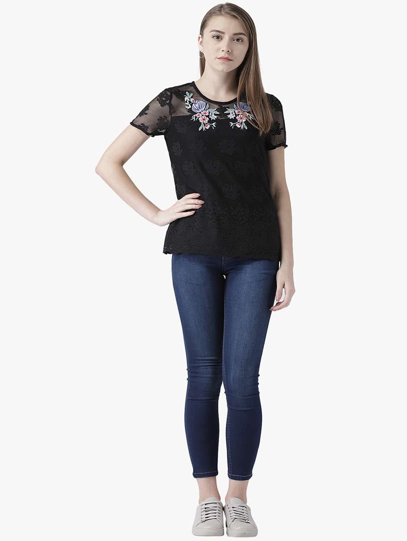 women's straight round neck top - 16764214 -  Standard Image - 4